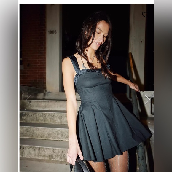 FREE PEOPLE MIDNIGHT MAGIC MINI DRESS BLACK - Picture 2 of 12